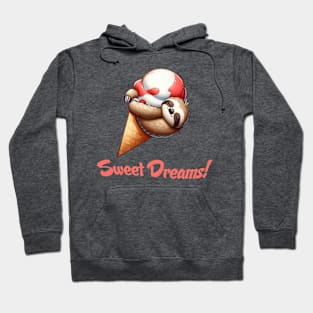 Sweet Dreams Ice Cream Sloth Illustration Hoodie